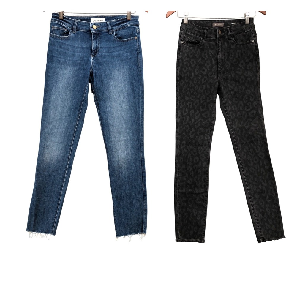 DL1961 Jeans Bundle Womens 27 28 Blue Black Leopard Farrow Florence Ankle Skinny